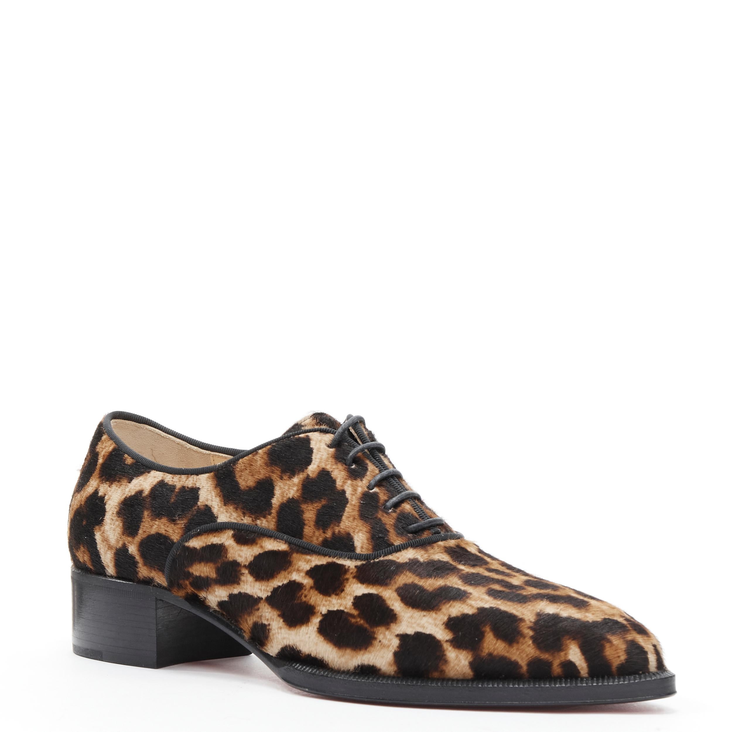 new CHRISTIAN LOUBOUTIN Zazou Flat Pony brown leopard spot oxford brogue EU35 
Reference: TGAS/B01877 
Brand: Christian Louboutin 
Designer: Christian Louboutin 
Model: Zazou 
Material: Pony 
Color: Brown 
Pattern: Leopard 
Made in: Italy