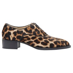 new CHRISTIAN LOUBOUTIN Zazou Flat Pony brown leopard spot oxford brogue EU35