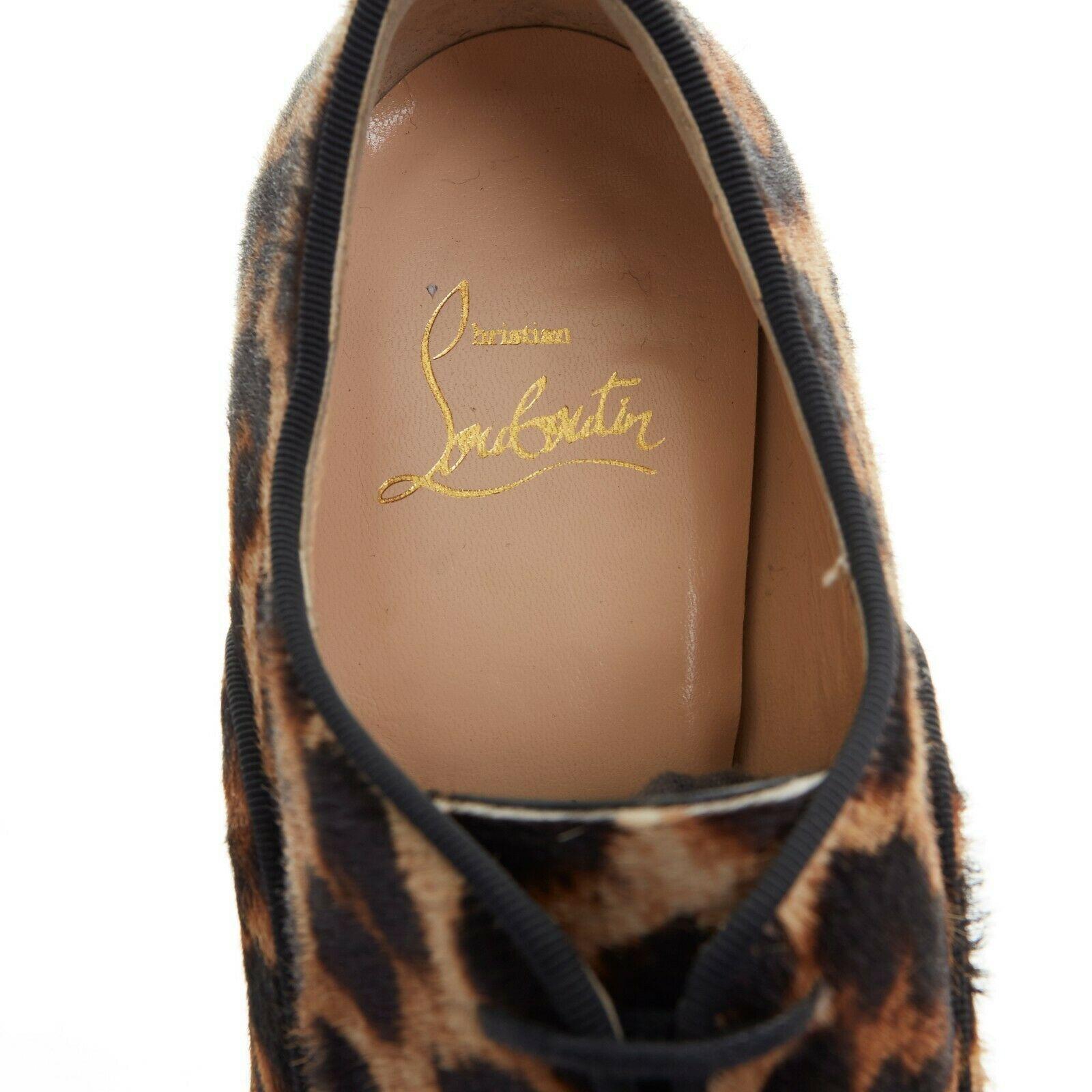 new CHRISTIAN LOUBOUTIN Zazou leopard print calfksin point toe laced brogue EU36 For Sale 5
