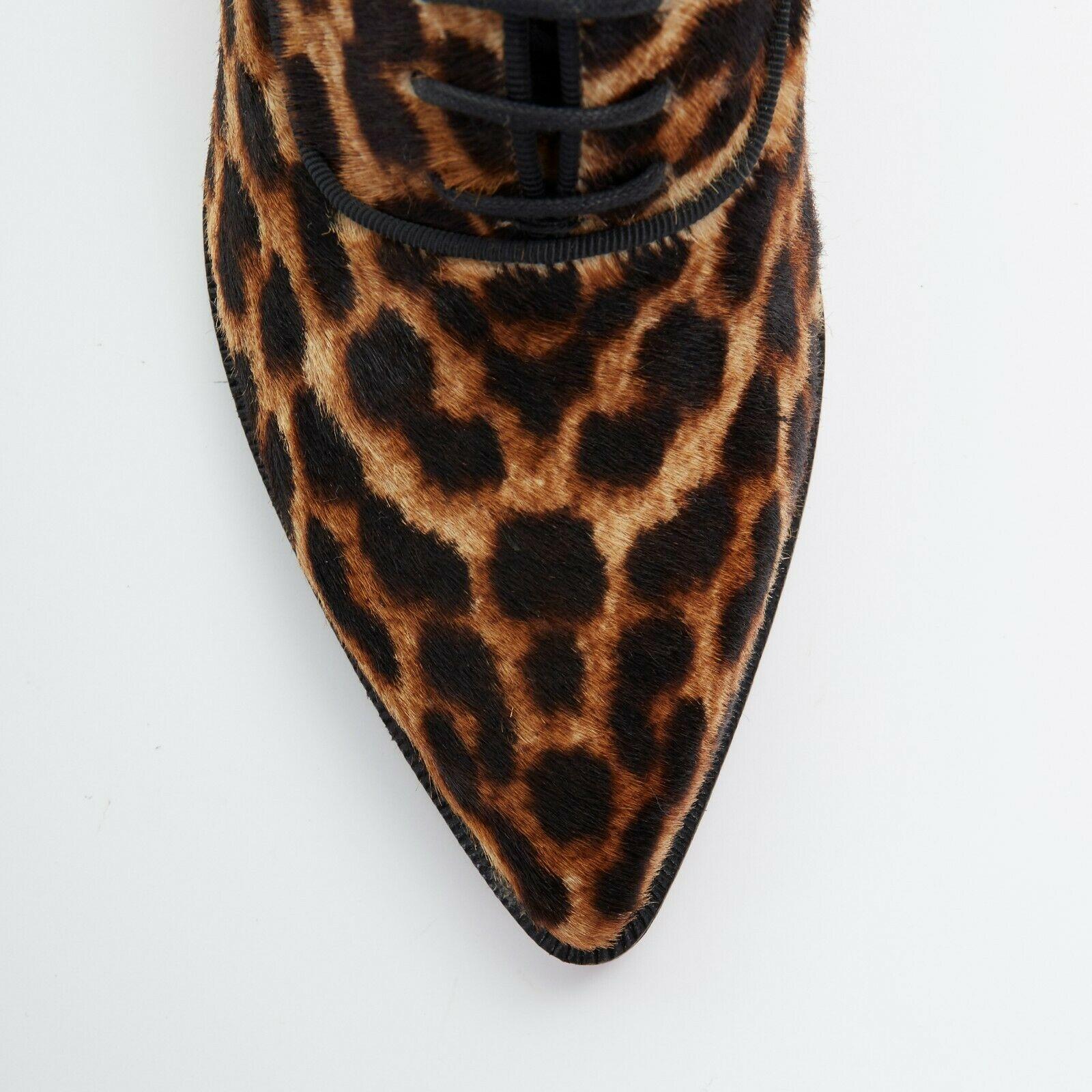 new CHRISTIAN LOUBOUTIN Zazou leopard print calfksin point toe laced brogue EU36 For Sale 1
