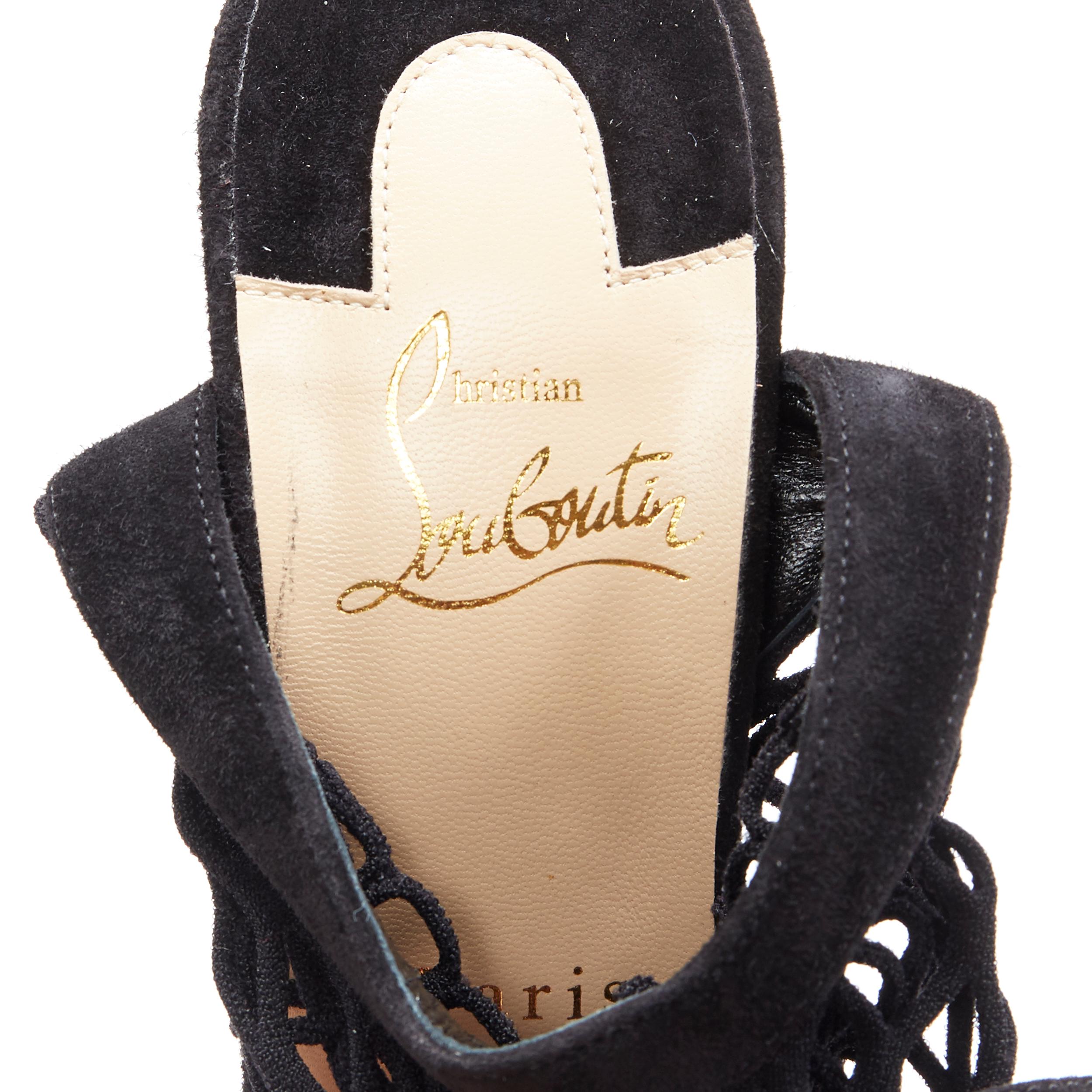new CHRISTIAN LOUBOUTIN Zoom 100 black diamond mesh net stocking sandals EU37.5 2