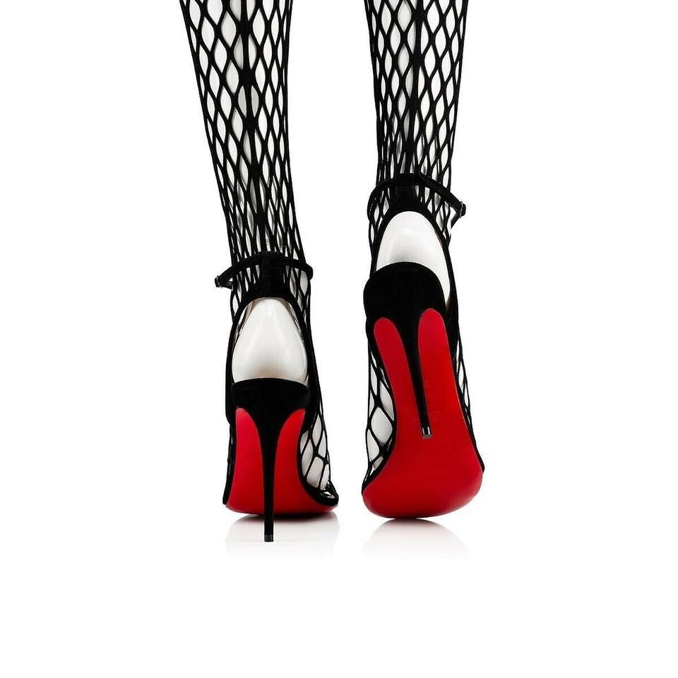 new CHRISTIAN LOUBOUTIN Zoom 100 black fishnet mesh tights strappy sandals EU38
Brand: Christian Louboutin
Designer: Christian Louboutin
Model Name / Style: Zoom 100
Material: Fabric
Color: Black
Pattern: Solid
Closure: Buckle
Extra Detail: Style