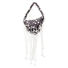 new CHRISTOPHER KANE Runway pearl embellished black satin evening bag