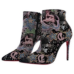 NEW Chritian Louboutin So Kate Studded Crystal Embellished Stiletto Booty 37.5