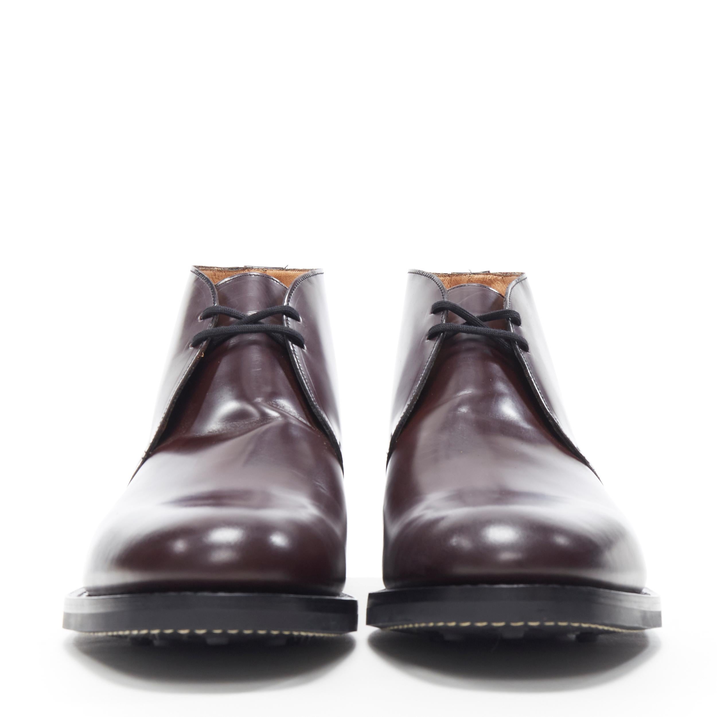 Black new CHURCHS Ryder 3 Burgundy Bright Calf polished leather chukka boots UK11 EU45