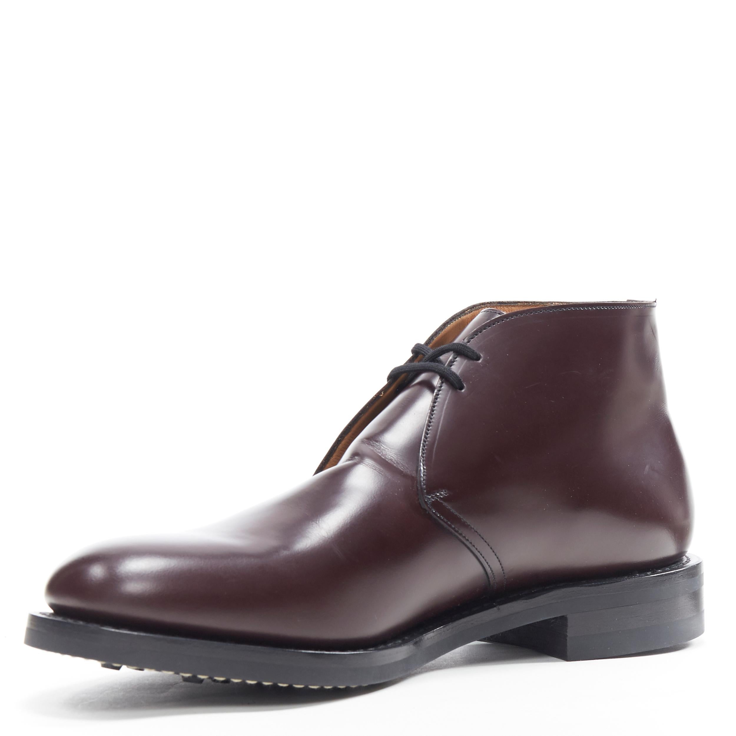 Black new CHURCHS Ryder 3 Burgundy Bright Calf polished leather chukka boots UK11 US12