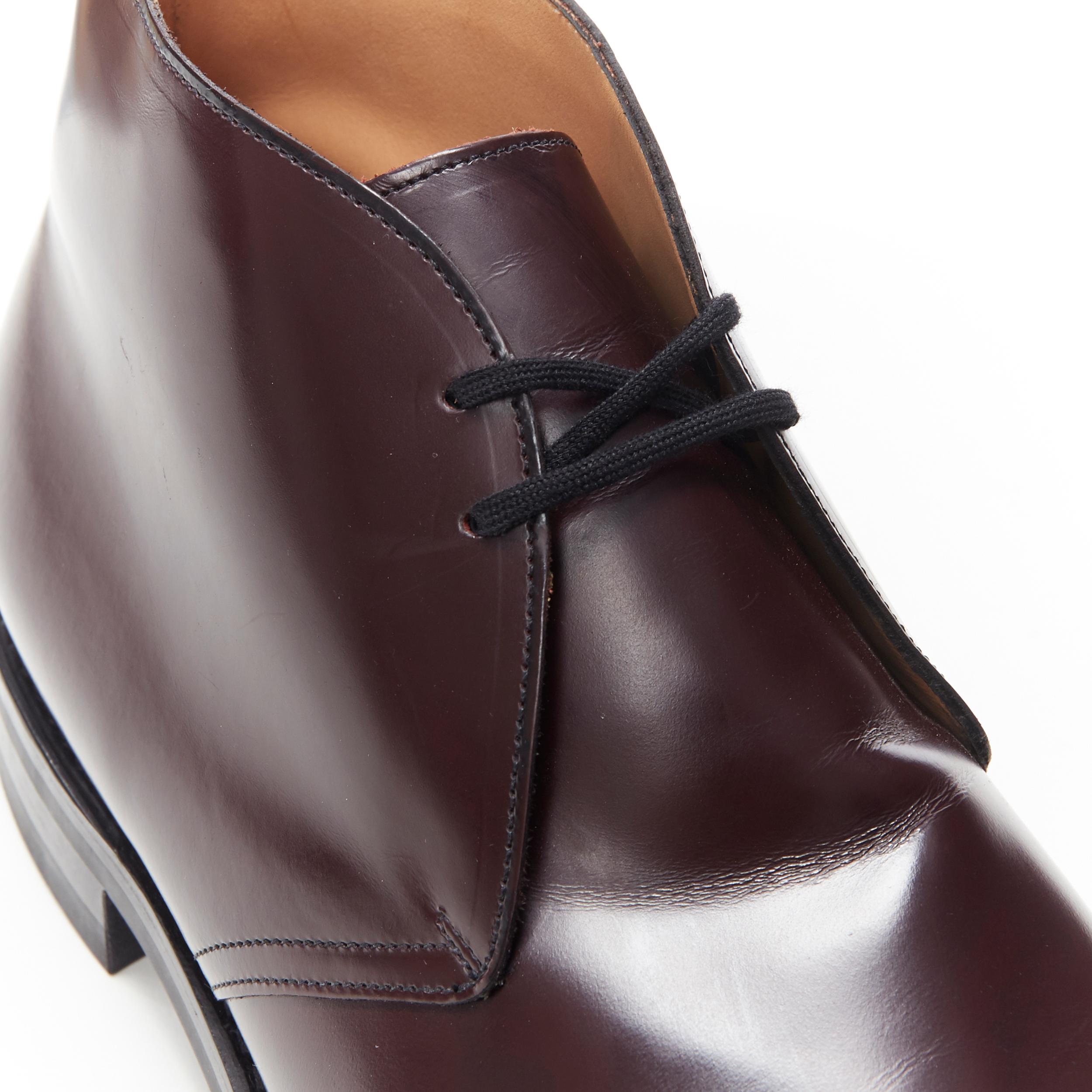 new CHURCHS Ryder 3 Burgundy Bright Calf polished leather chukka boots UK11 US12 3