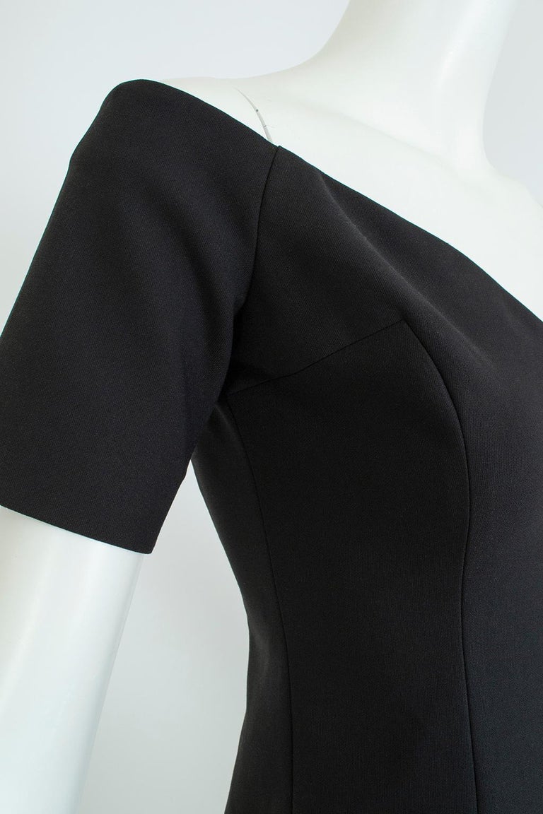 off shoulder wiggle dress Unique Vintage Black Knit Ruffle Sophia Wiggle Dress