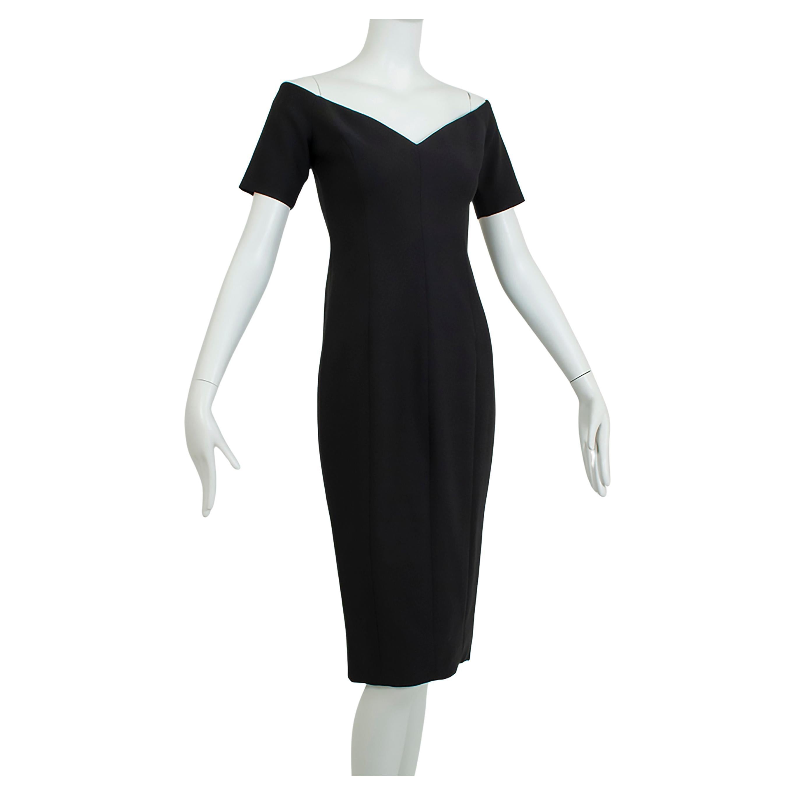 New Cinq à Sept Black Off-Shoulder Portrait Neck Cocktail Wiggle Dress –XS, 2019 For Sale