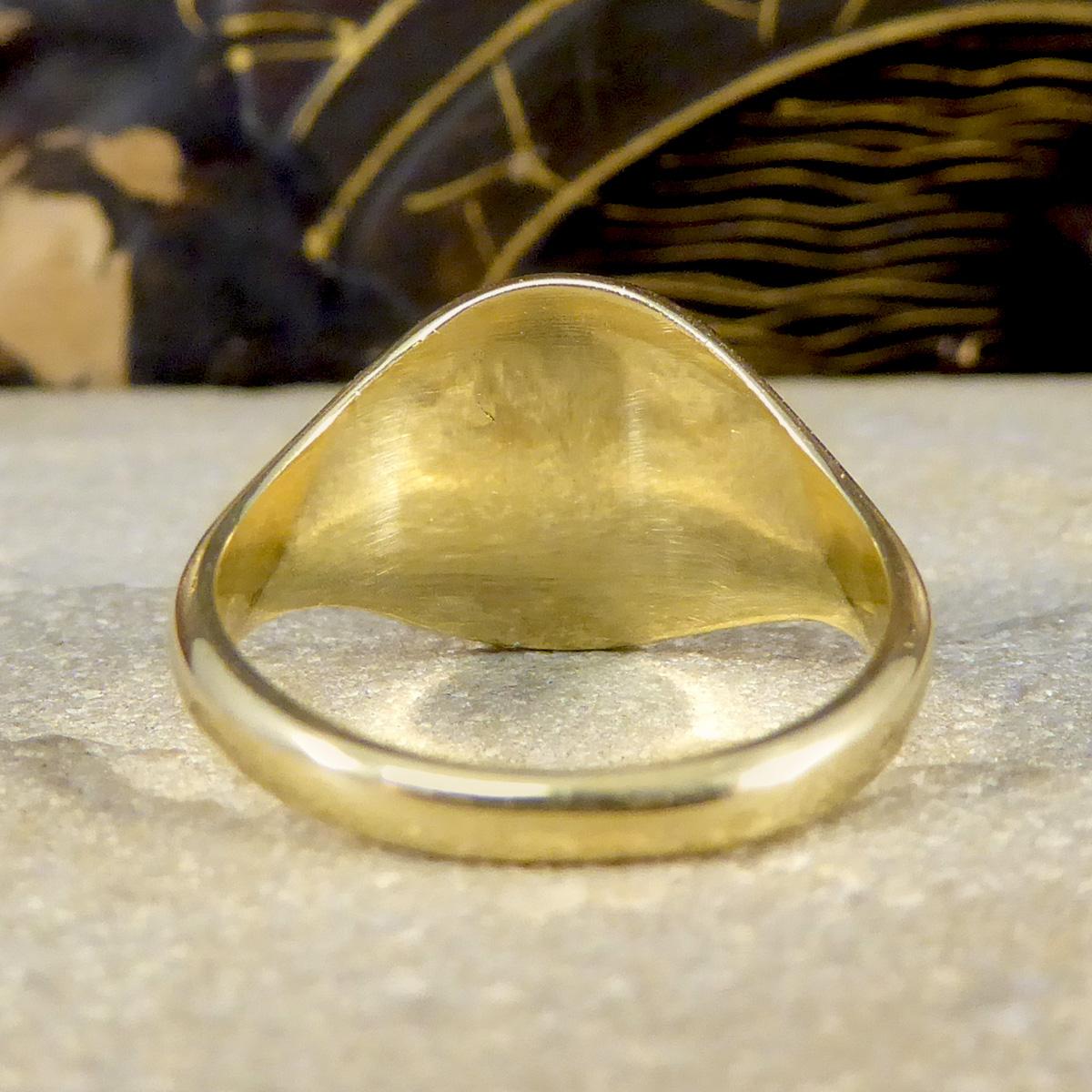 Modern New Circular Signet Pinky Ring in 9ct Yellow Gold