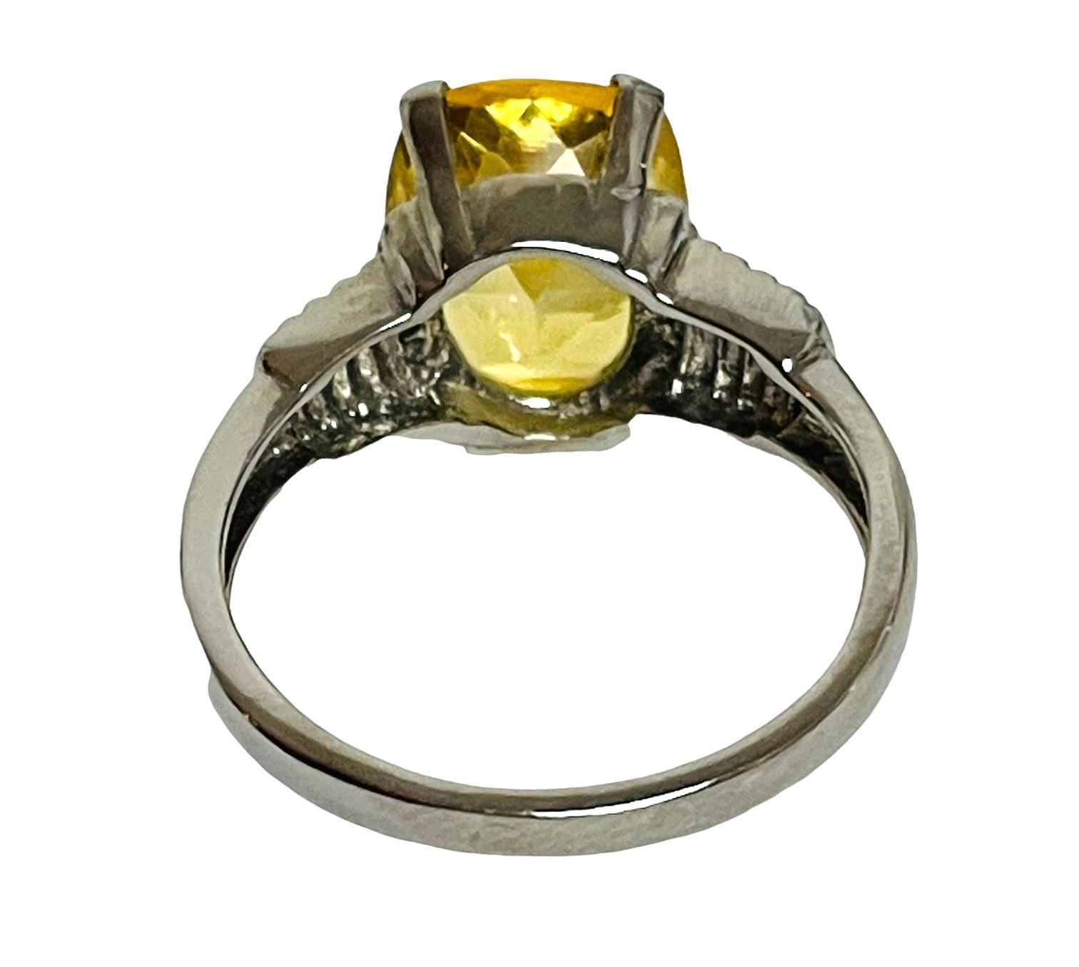 Art Nouveau New Citrine Yellow Golden Antique 3.40 CT. 925 Sterling Silver Ring Size 6 