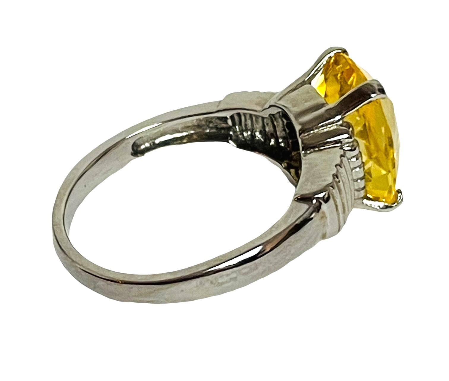 Cushion Cut New Citrine Yellow Golden Antique 3.40 CT. 925 Sterling Silver Ring Size 6 