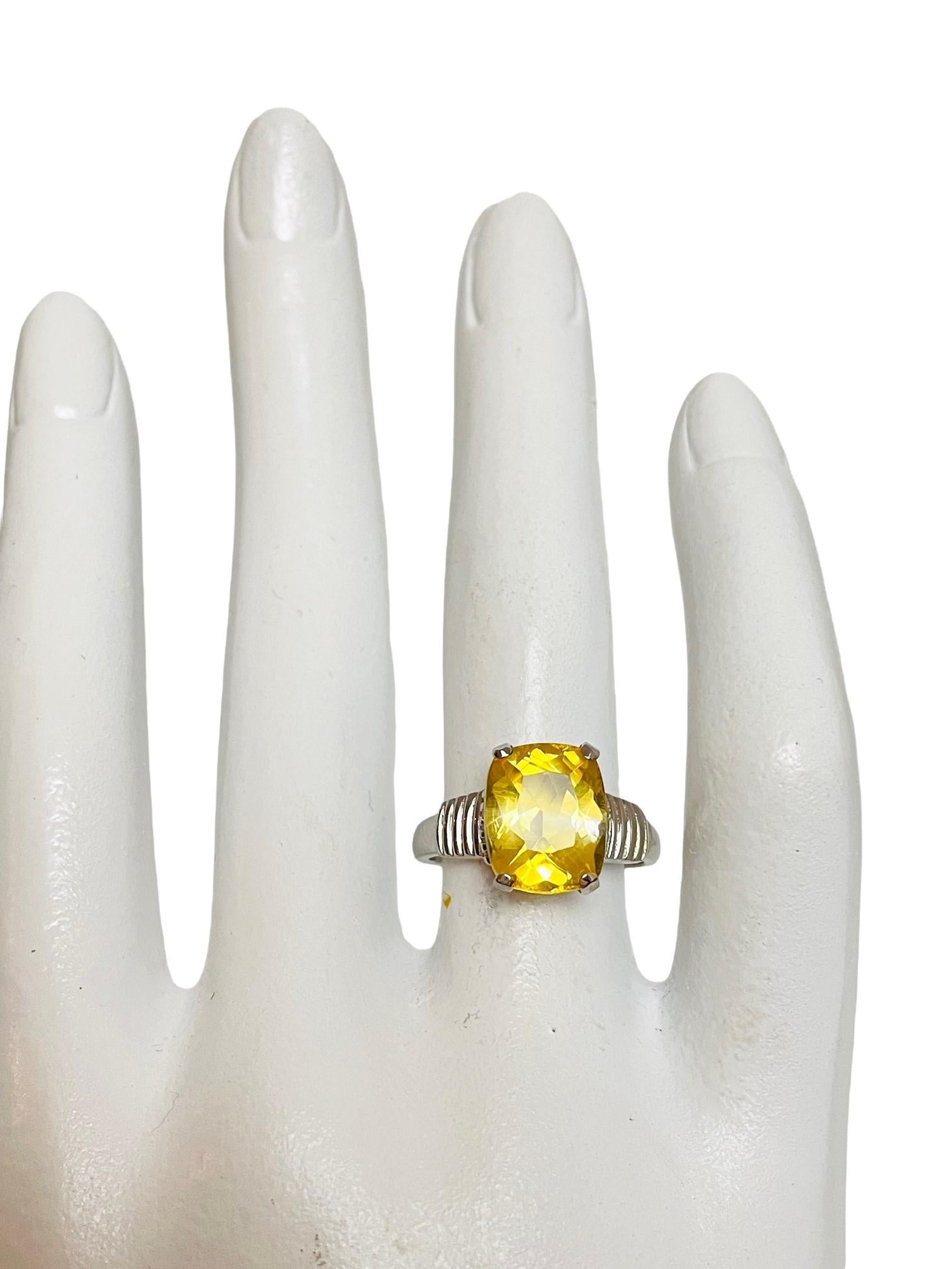 New Citrine Yellow Golden Antique 3.40 CT. 925 Sterling Silver Ring Size 6  1