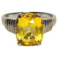 New Citrine Yellow Golden Antique 3.40 CT. 925 Sterling Silver Ring Size 6 