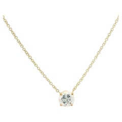 New Classic 14K Gold 0.55ct Diamond Solitaire Pendant On Adjustable Necklace