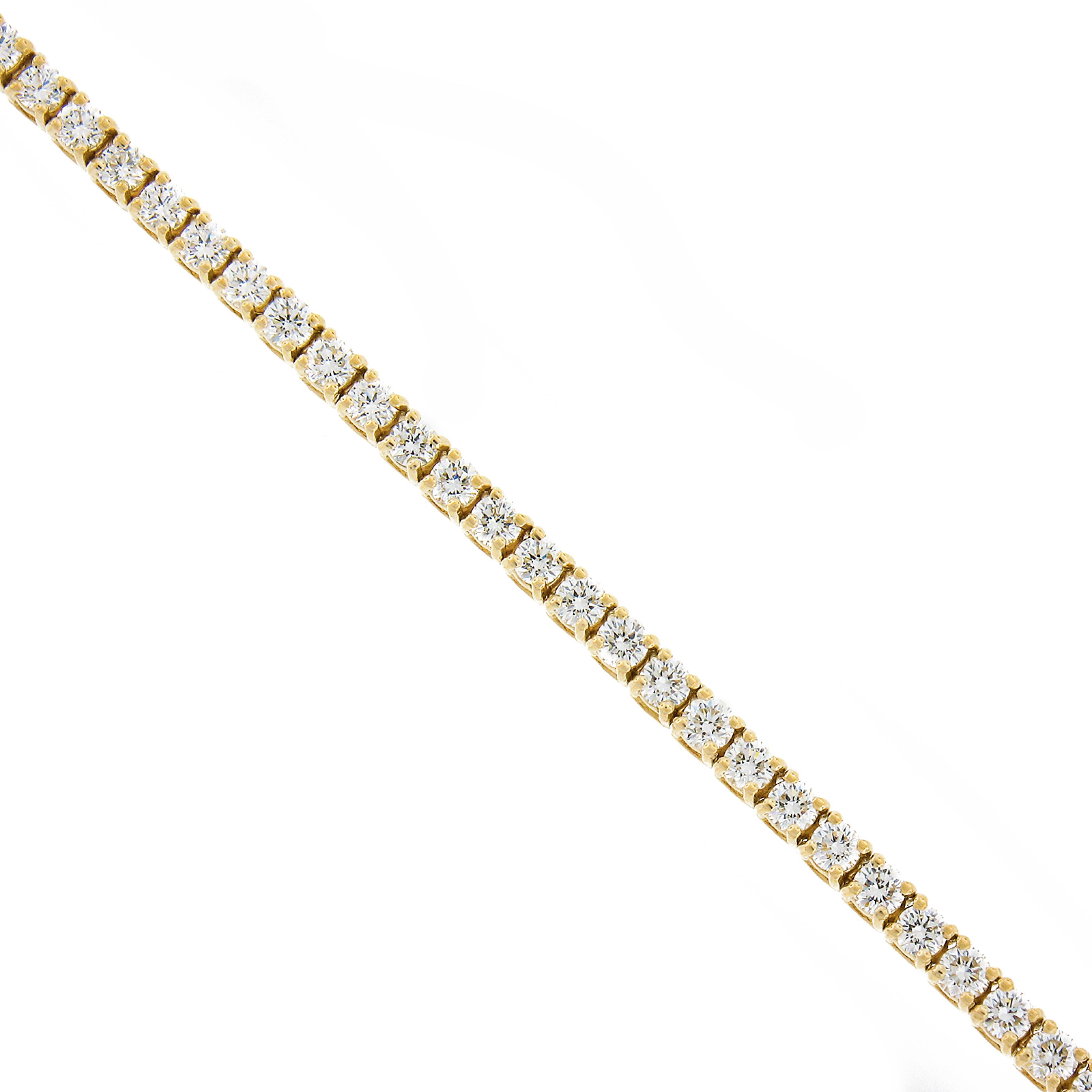 NEW Classic 14k Gold VS F 3.23ct Round Brilliant Diamond Line Tennis Bracelet en vente 2