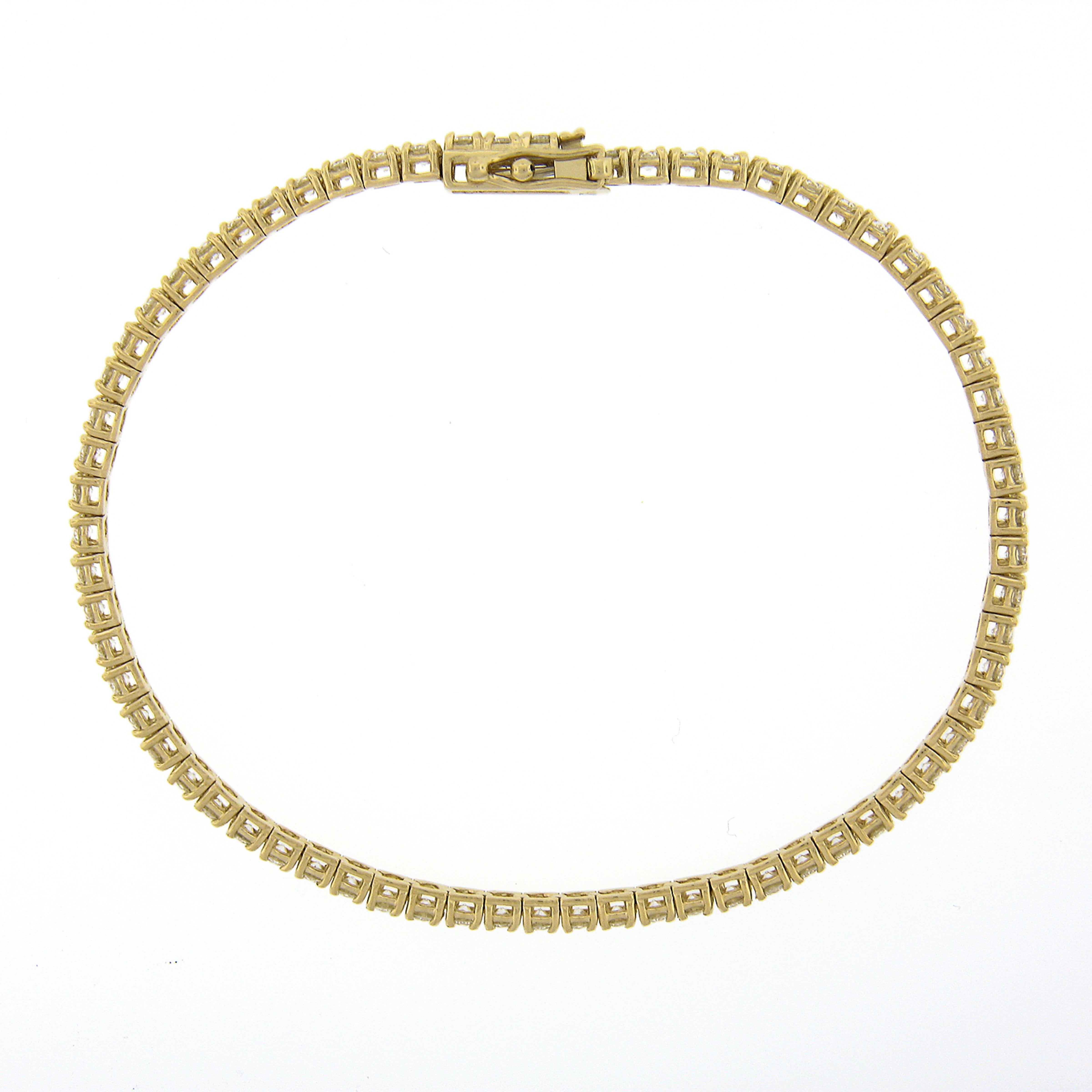 NEW Classic 14k Gold VS F 3.23ct Round Brilliant Diamond Line Tennis Bracelet en vente 4