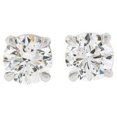 NOUVEAU Clous d'oreilles classiques en or blanc 14 carats avec diamants taille brillant rond de 0,80 carat certifiés GIA