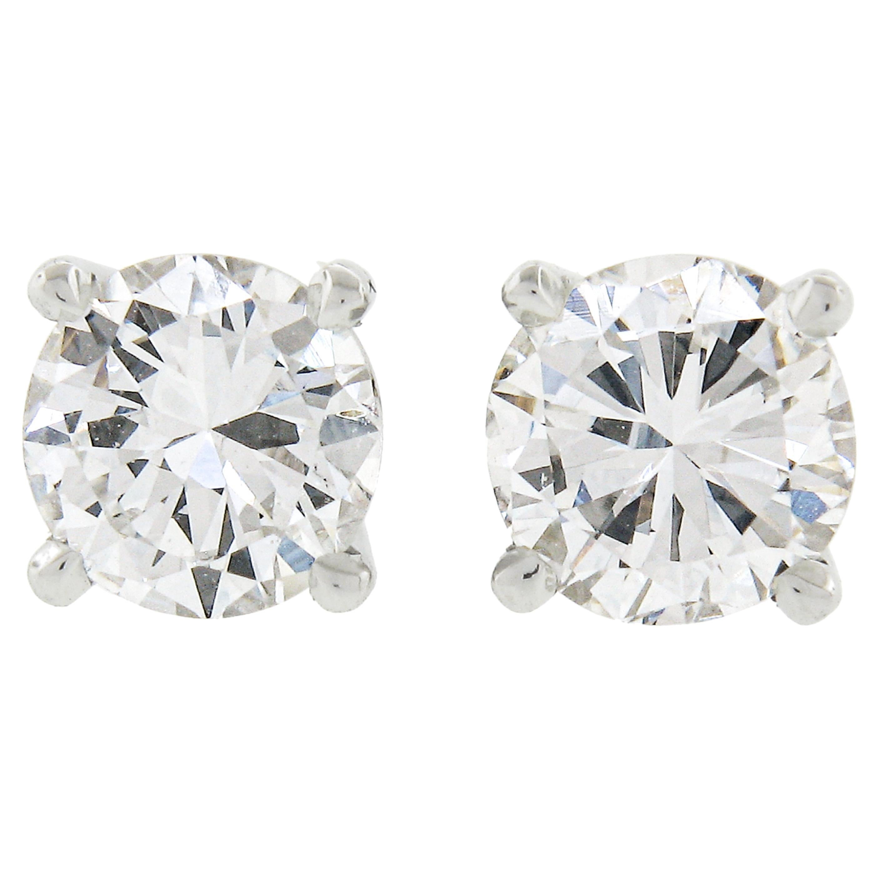 New Classic 14k White Gold 0.80ctw Round Brilliant Diamond Prong Stud Earrings