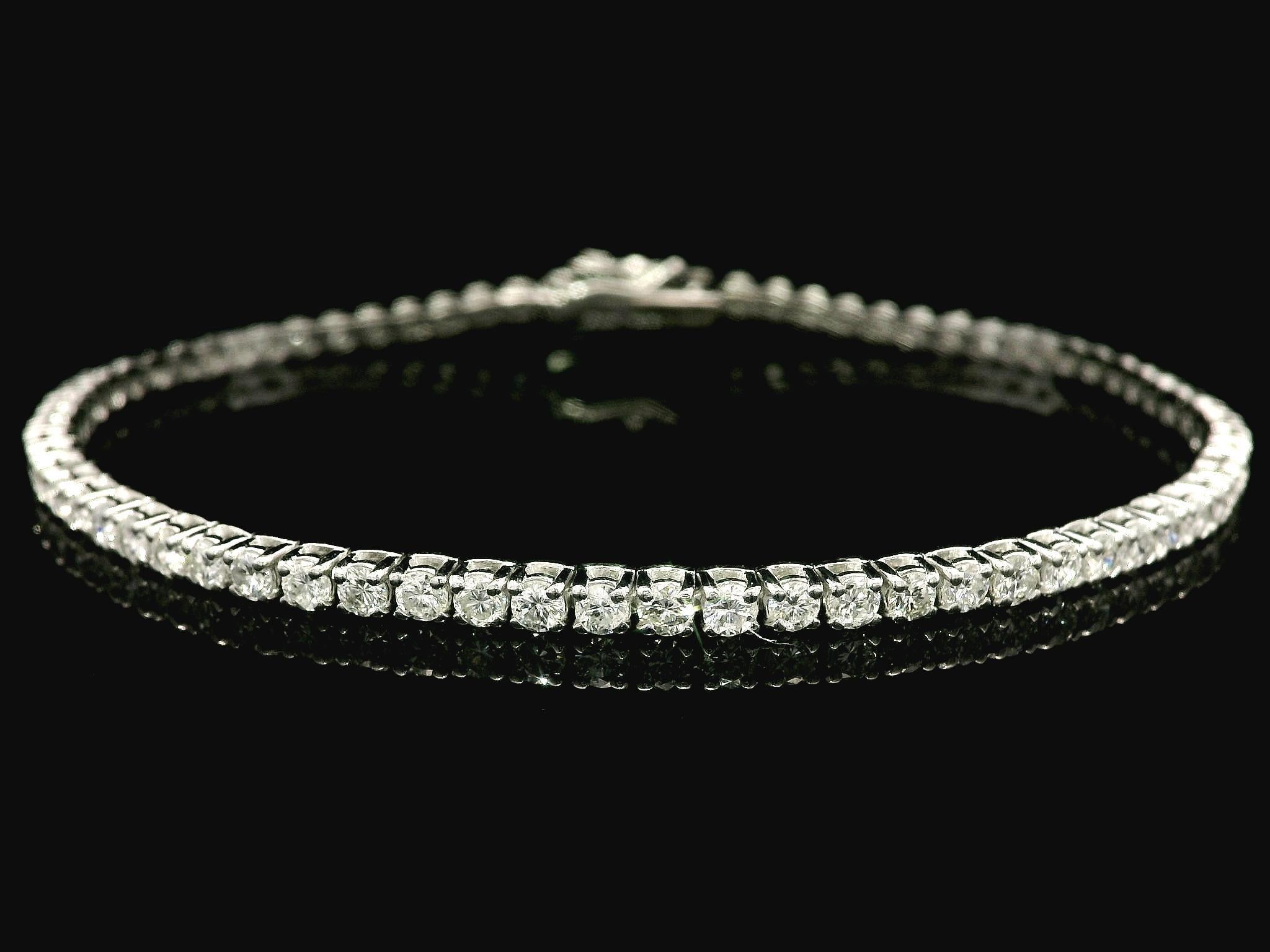 New Classic 14k White Gold 2.98ctw Diamond Line Tennis Bracelet 6