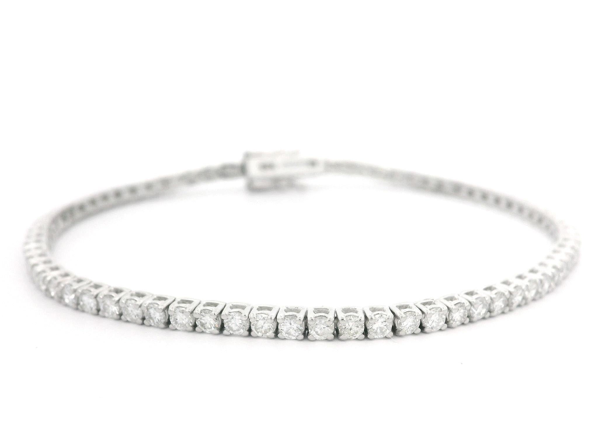 New Classic 14k White Gold 2.98ctw Diamond Line Tennis Bracelet 1