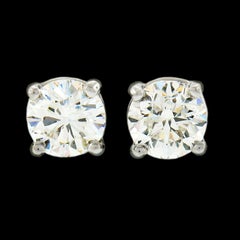 NEW Classic 14k White Gold .75ct Round Brilliant Diamond Prong Set Stud Earrings