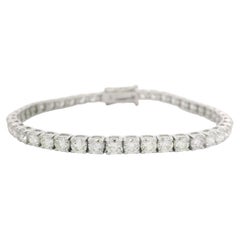 New Classic 14k White Gold 8.87ctw Round Cut VS Diamond Line Tennis Bracelet