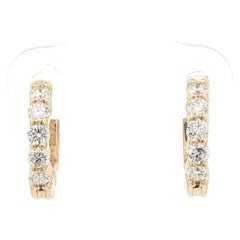 New Classic 14k Yellow Gold 0.50ctw F VS1 Round Diamond Huggie Hoop Earrings