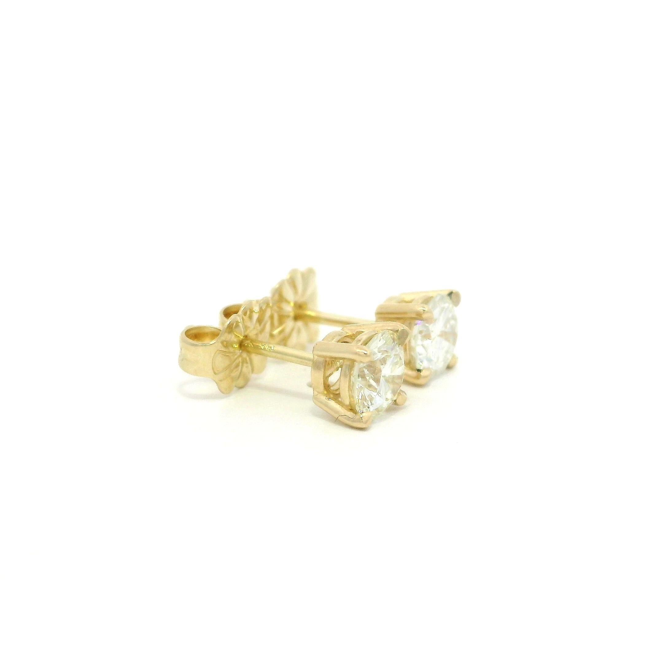 NUOVO Orecchini classici in oro giallo 14k con diamante da 0,75 carati a 4 punte in vendita 5