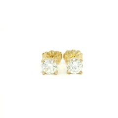 NEW Classic 14k Yellow Gold 0.75ctw Diamond 4 Prong Stud Earrings