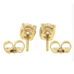 NEW Classic 14k Yellow Gold 0.82ctw Round Brilliant Diamond Prong Stud Earrings