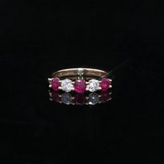 New Classic 14k Yellow Gold 0.91ctw Alternating Ruby & Diamond Stack Band Ring