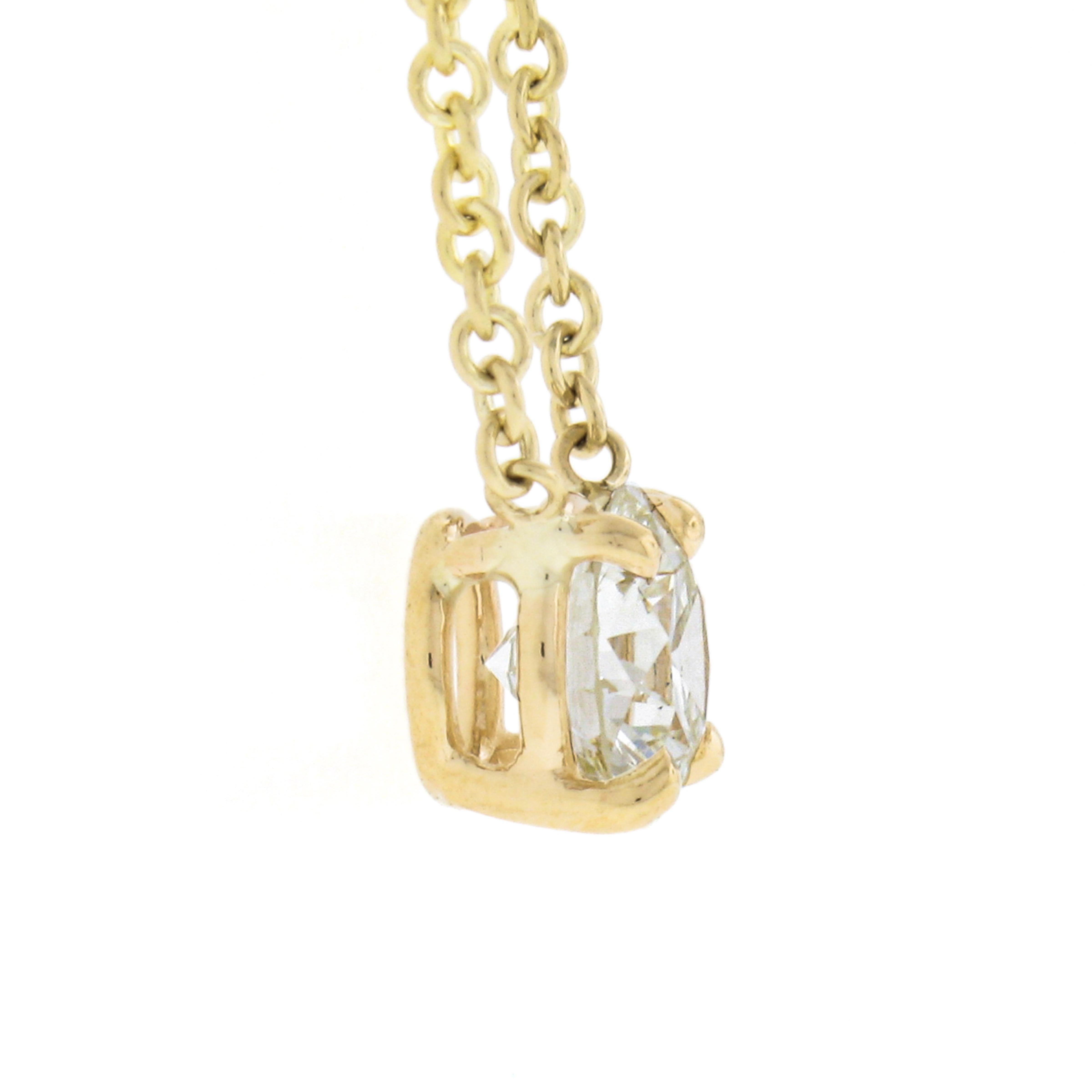 Women's New Classic 14k Yellow Gold .58ct Round Prong Diamond Solitaire Pendant Necklace For Sale