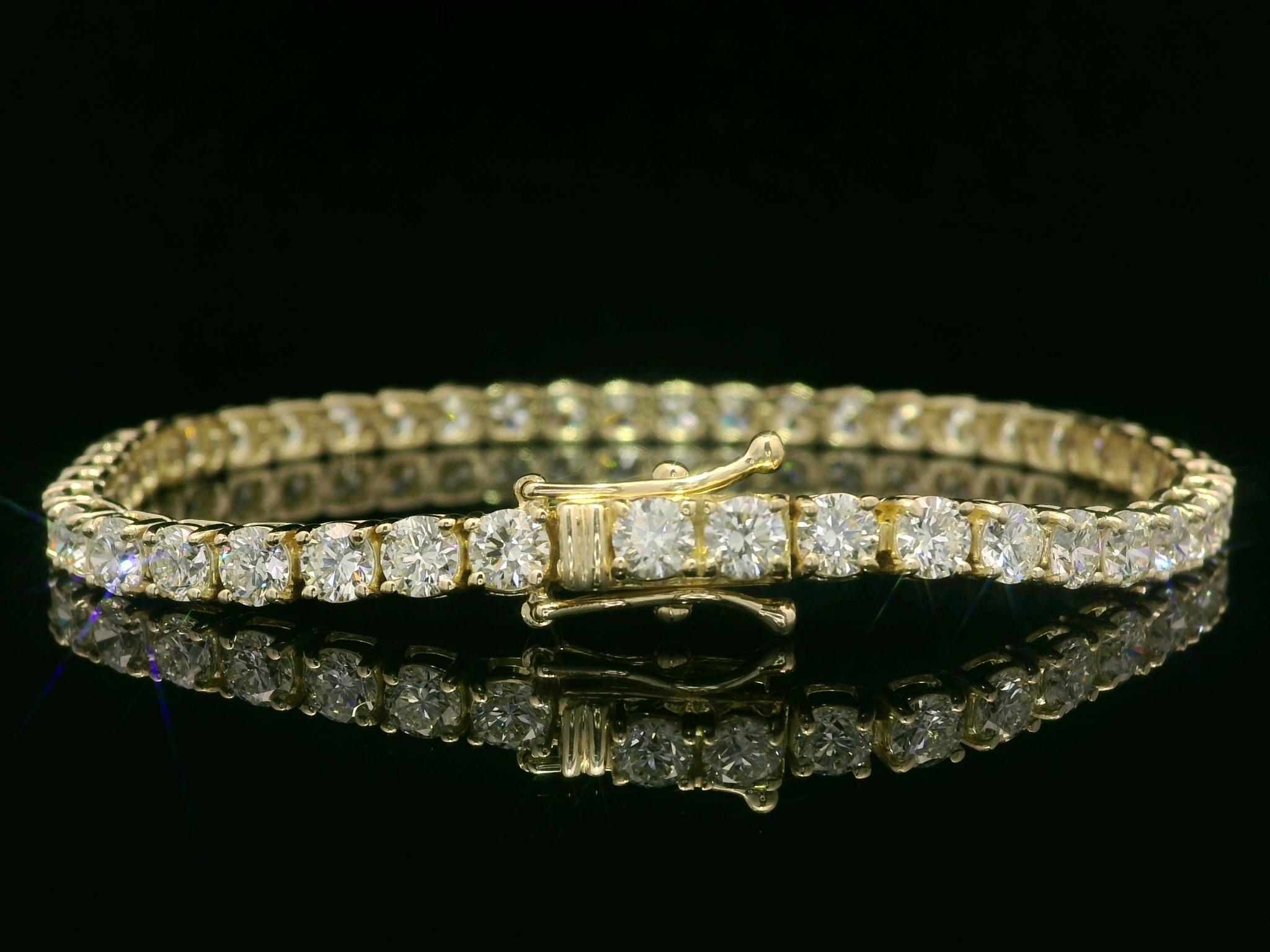 Nuevo Clásico Oro Amarillo 14k 8.87ctw Corte Redondo VS Diamante Línea Pulsera Tenis en Nuevo estado para la venta en Montclair, NJ