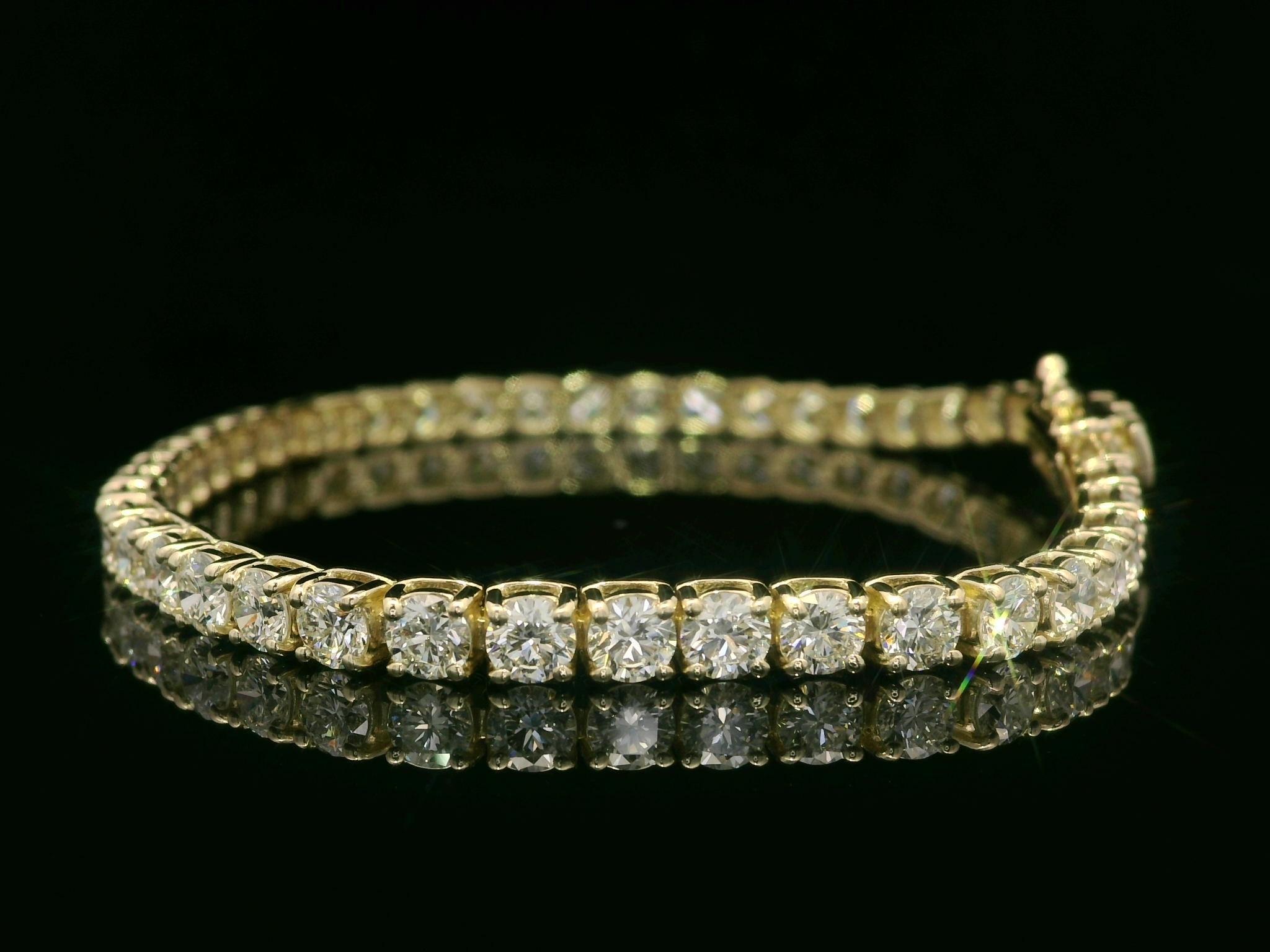 De las mujeres Nuevo Clásico Oro Amarillo 14k 8.87ctw Corte Redondo VS Diamante Línea Pulsera Tenis en venta