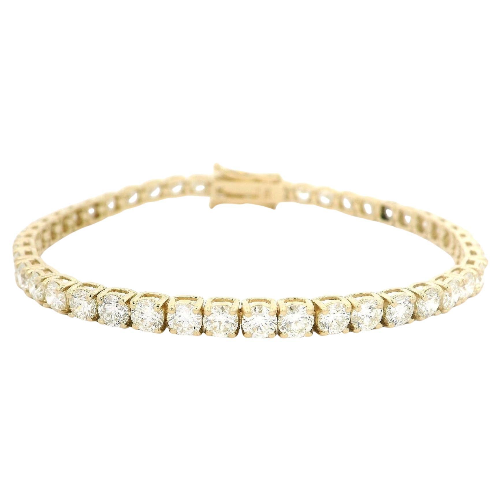 New Classic 14k Yellow Gold 8.87ctw Round Cut VS Diamond Line Tennis Bracelet