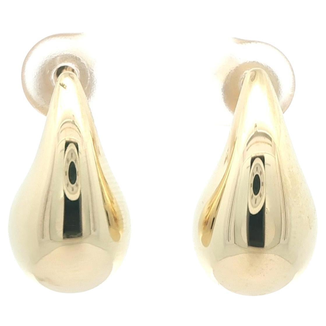 New Classic 14k Yellow Gold Polished Finish Puffed Teardrop Stud Earrings