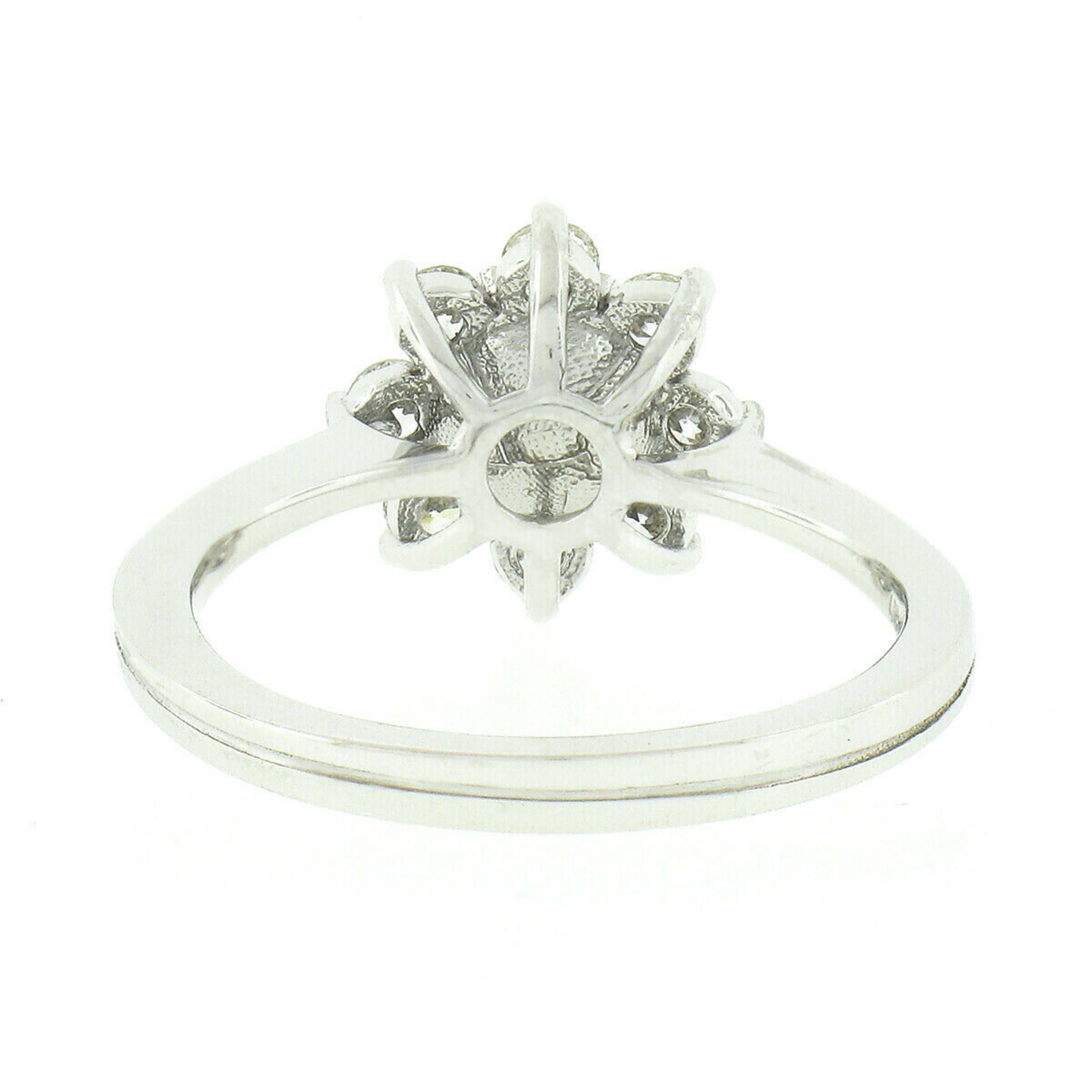 New Classic 18k White Gold Pearl 0.40ct Round Diamond Flower Cluster Ring For Sale 3