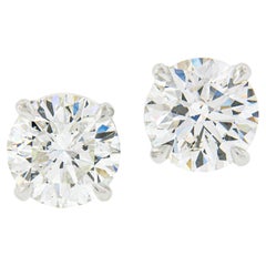 New Classic Platinum 1.80ctw GIA 4-Prong Round Brilliant Diamond Stud Earrings