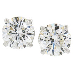 NEW Classic Platinum 2.03ctw GIA 4-Prong Round Brilliant Diamond Stud Earrings