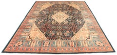 New Classic Transitional Indo Rug, Mixes Old with the New, Blue, Coral