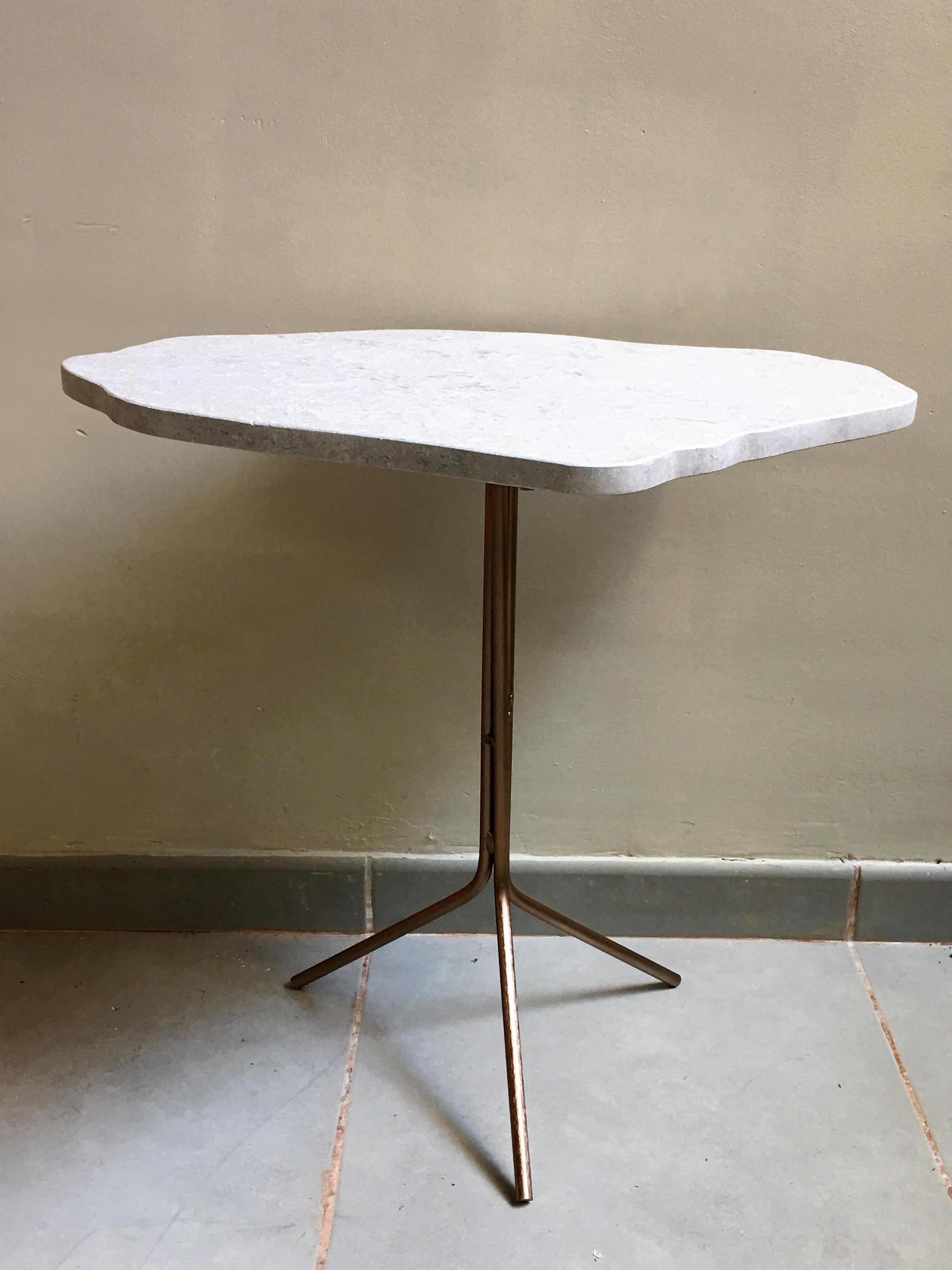 Italian New Cloud Form Stone Top and Gilt Iron Pedestal or Coffee Table