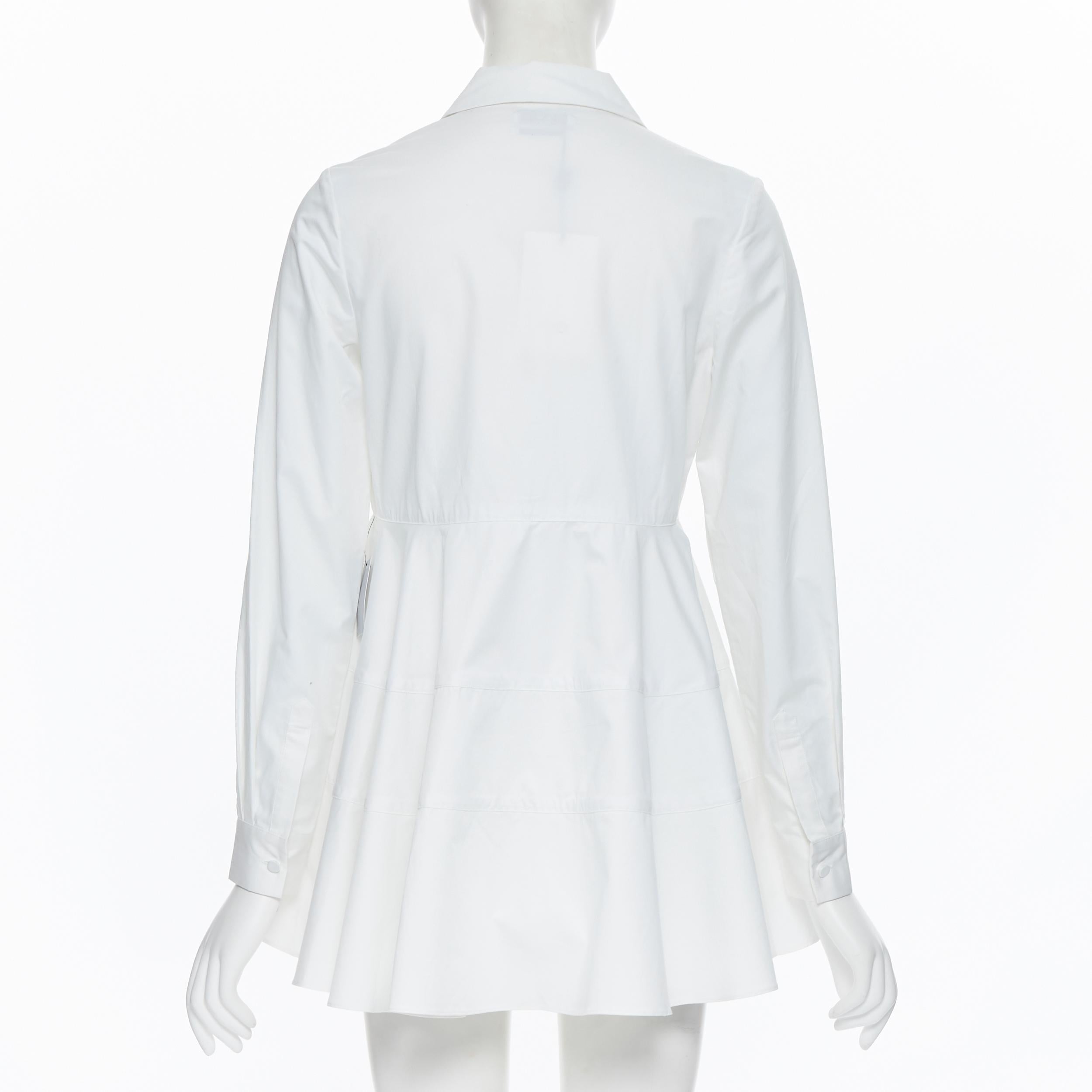 new CO COLLECTION ESSENTIALS white cotton tiered flared hem shirt top  XS 1