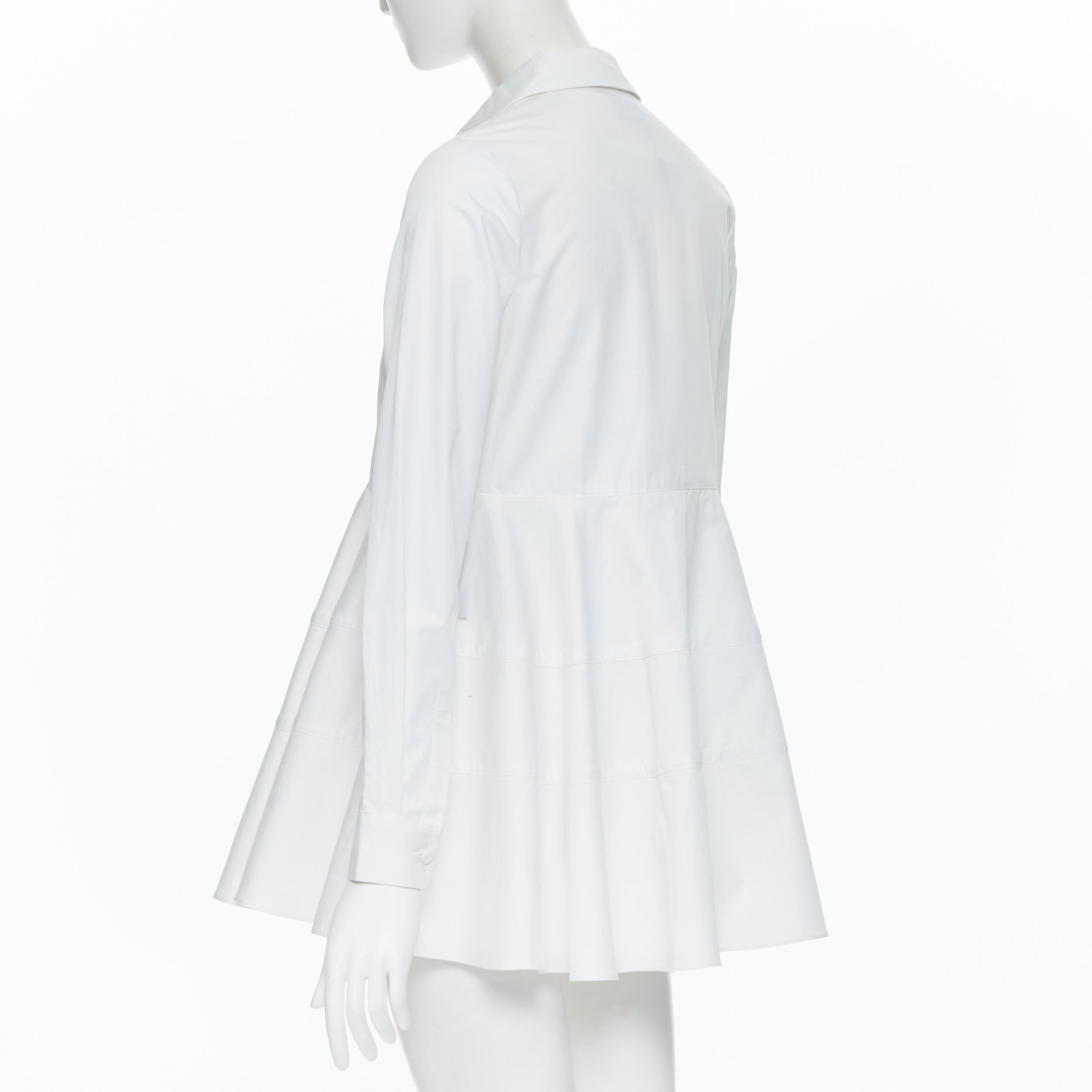 new CO COLLECTION ESSENTIALS white cotton tiered flared hem shirt top  XS 2