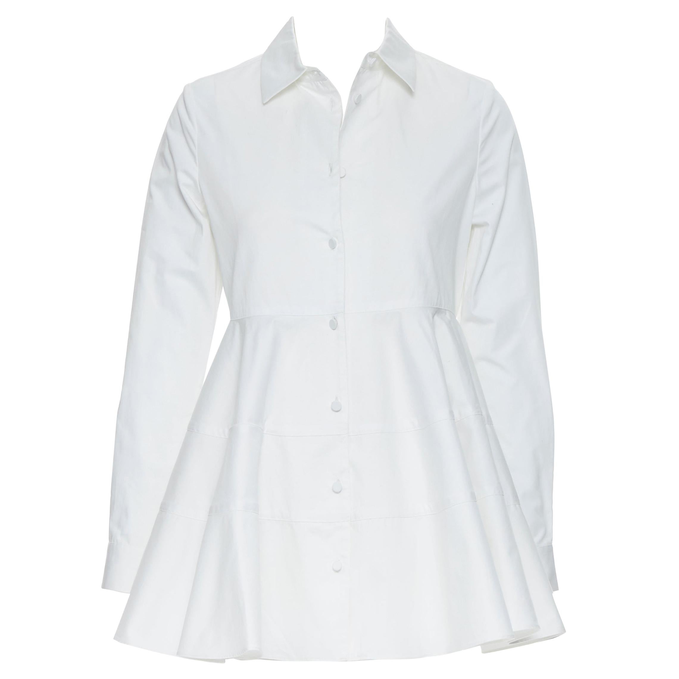 new CO COLLECTION ESSENTIALS white cotton tiered flared hem shirt top  XS