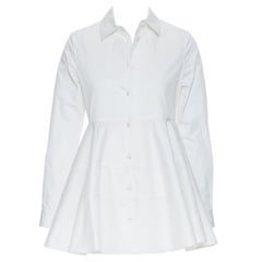 new CO COLLECTION ESSENTIALS white cotton tiered flared hem shirt top  XS