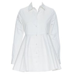 new CO COLLECTION ESSENTIALS white cotton tiered flared hem shirt top XS