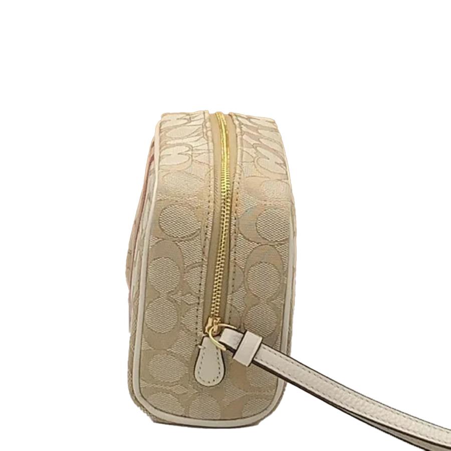 NEW Coach Beige Dempsey Boxy Cosmetic Case 20 Jacquard Pouch Clutch Bag For Sale 1