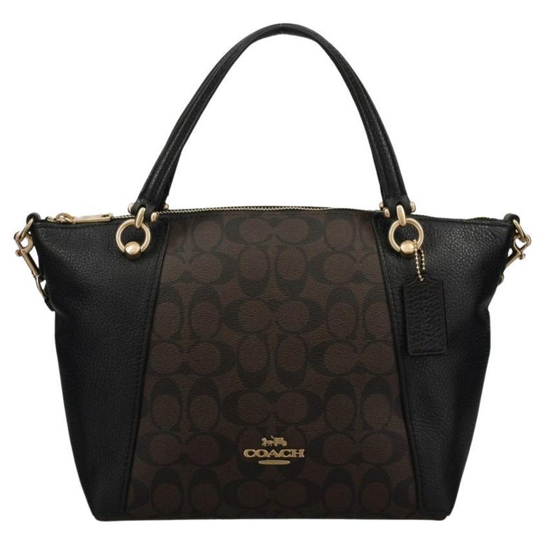 NEW Coach Black Kacey Satchel Monogram Signature Canvas Crossbody