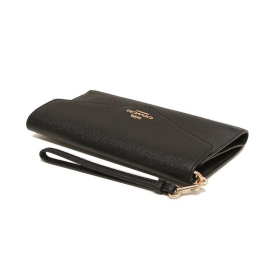 NEW Coach Black Travel Crossgrain Leather Envelope Wallet Clutch Bag For Sale 1